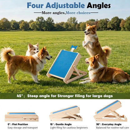 Dog Nail Scratch Board with Treat Box, Adjustable Dog Nail File Board