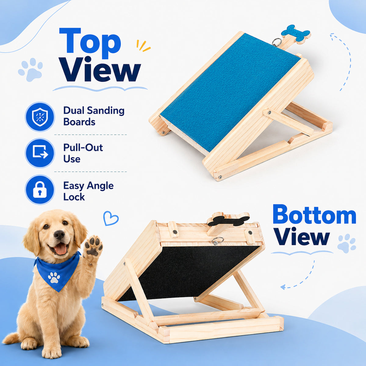 Dog Nail Scratch Board with Treat Box, Adjustable Dog Nail File Board