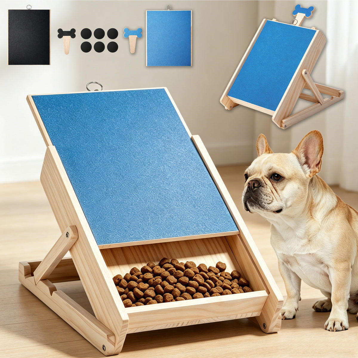 Dog Nail Scratch Board with Treat Box, Adjustable Dog Nail File Board