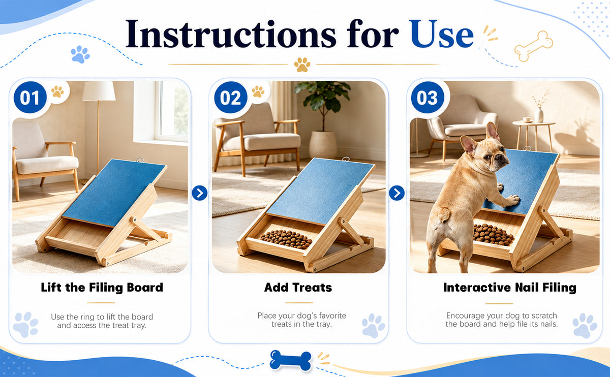 Dog Nail Scratch Board with Treat Box, Adjustable Dog Nail File Board