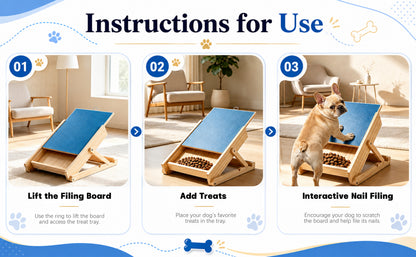Dog Nail Scratch Board with Treat Box, Adjustable Dog Nail File Board