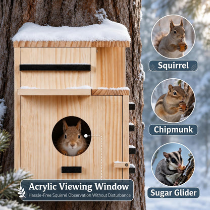 Large Wooden Squirrel House for Outside, Squirrel Nesting Box
