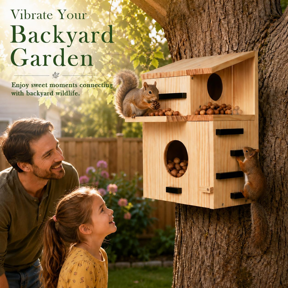 Large Wooden Squirrel House for Outside, Squirrel Nesting Box